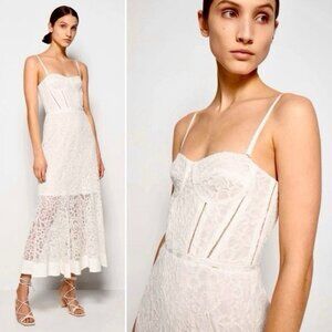 Jonathan Simkhai Ivory Lace Bustier Midi Dress XS Bridal Wedding Guest